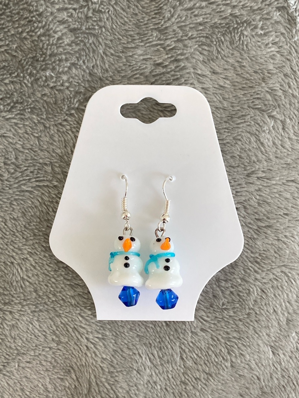Snowman glass bead earrings 2